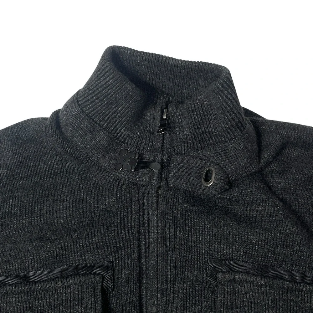 Banana Republic Men's Large Cotton Sweater Jacket Charcoal Gray Military